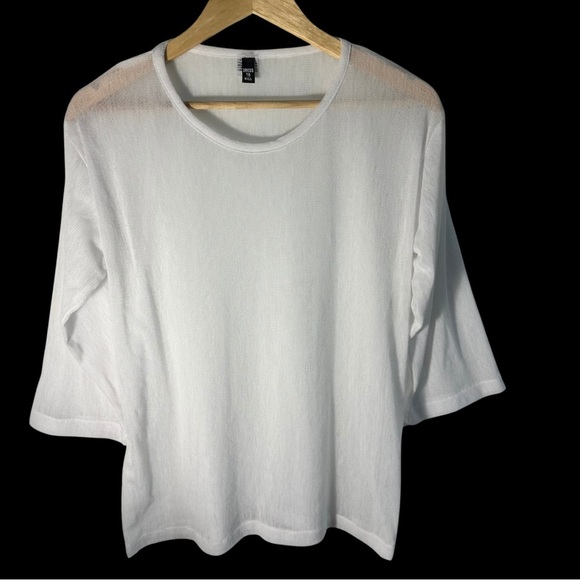 Dress To Kill White Sheer Top OSFM Quiet Luxury Summer EUC - Picture 1 of 6